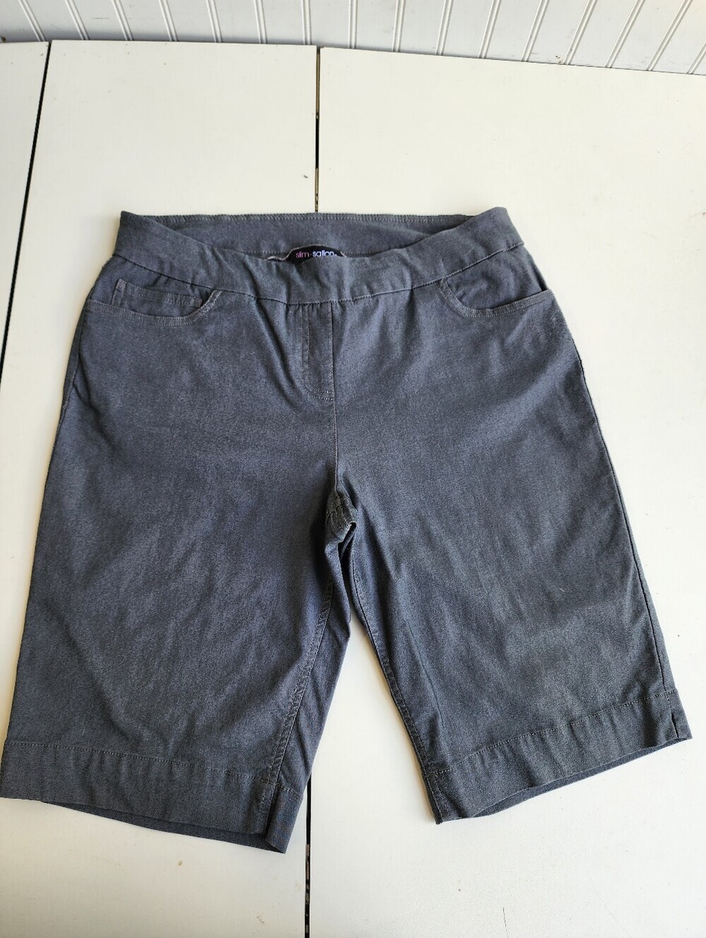 Slimsation Women's Golf Shorts Bermuda 12" Sport Haley Pull On Gray Stretch 14